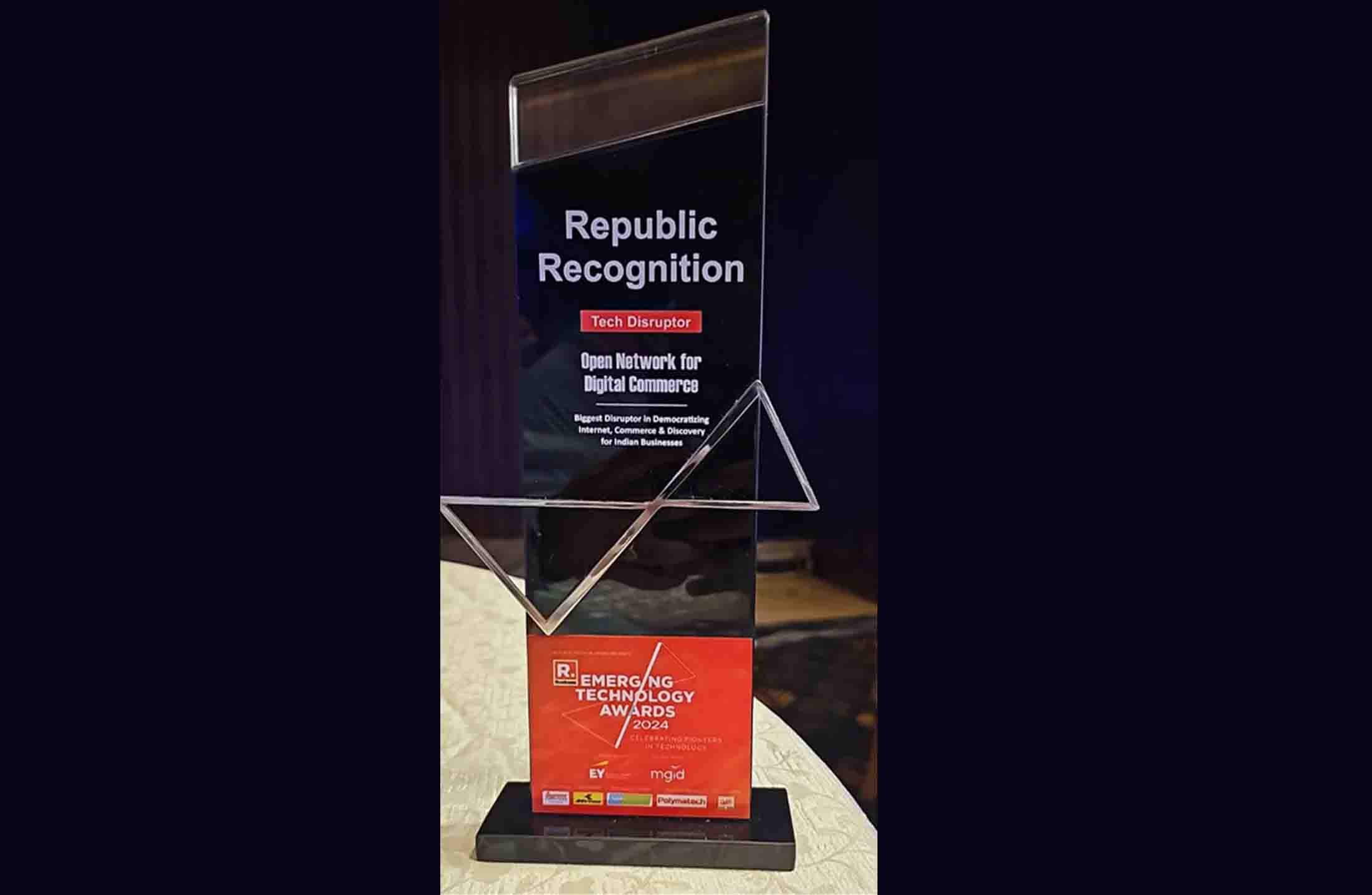 ONDC Tech Disrupter trophy, Republic Business Emerging Technology Awards 2024